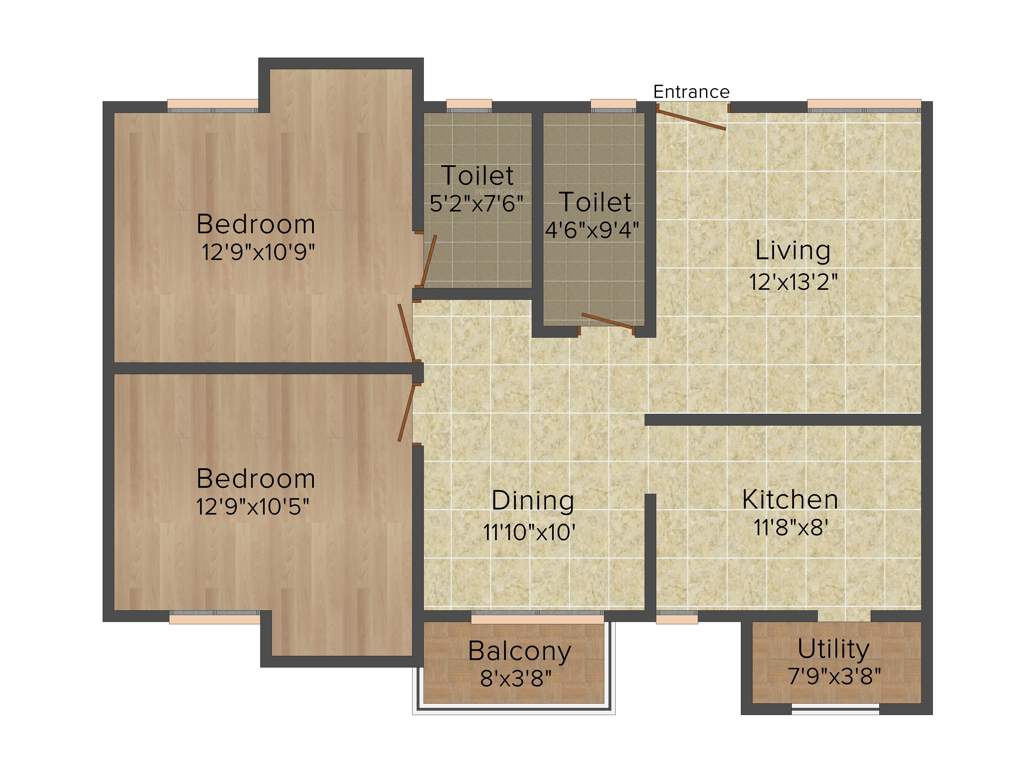Kriticons Green Lakes (2BHK+2T (1,085 sq ft) 1085 sq ft)