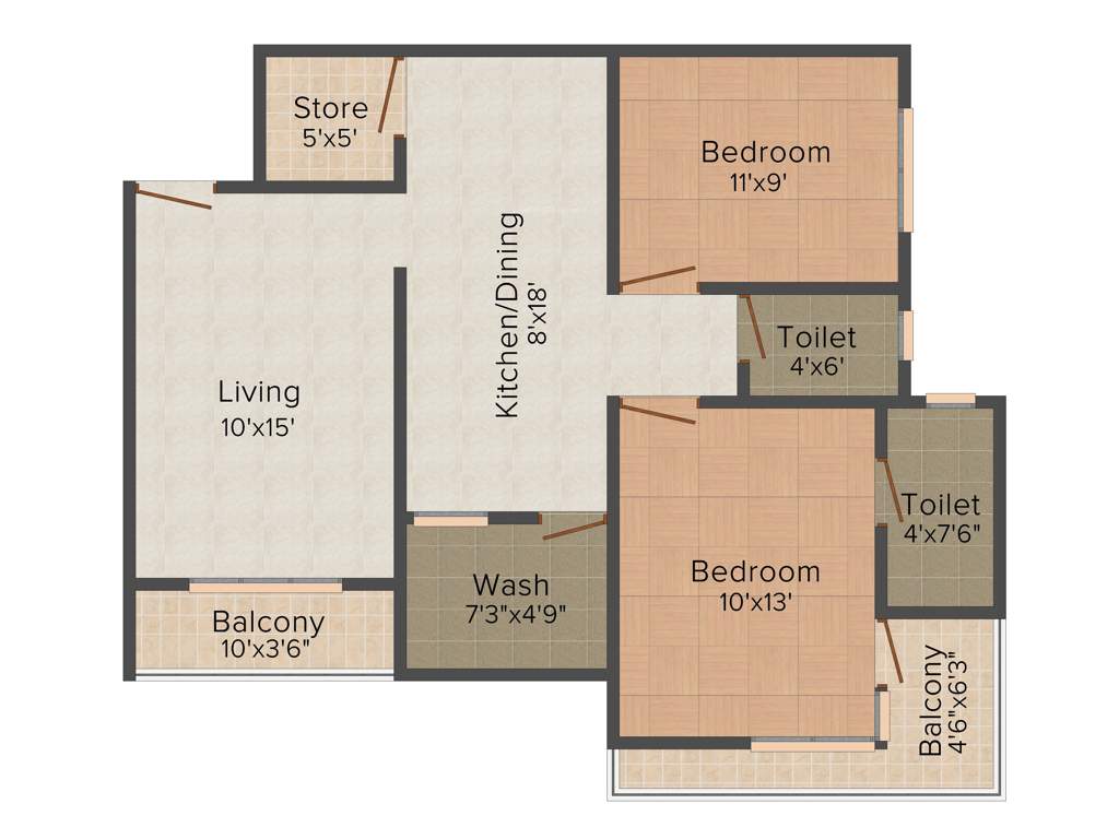 Amar Krishna Palace 2 (2BHK+2T (1,150 sq ft) 1150 sq ft)