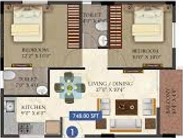 Gunina Knox (2BHK+2T (748 sq ft) 748 sq ft)