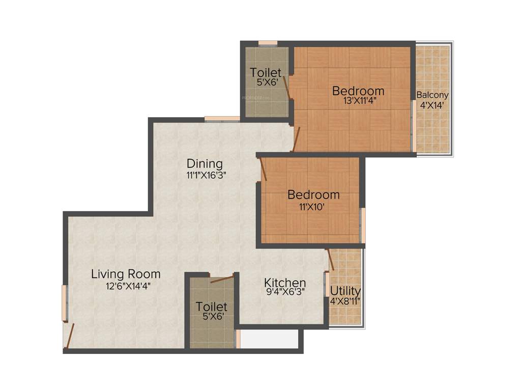 Frontier Shubh Residency 2 (2BHK+2T (1,225 sq ft) 1225 sq ft)