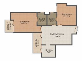 Mudra Toran Sparsh (2BHK+2T (860 sq ft) 860 sq ft)