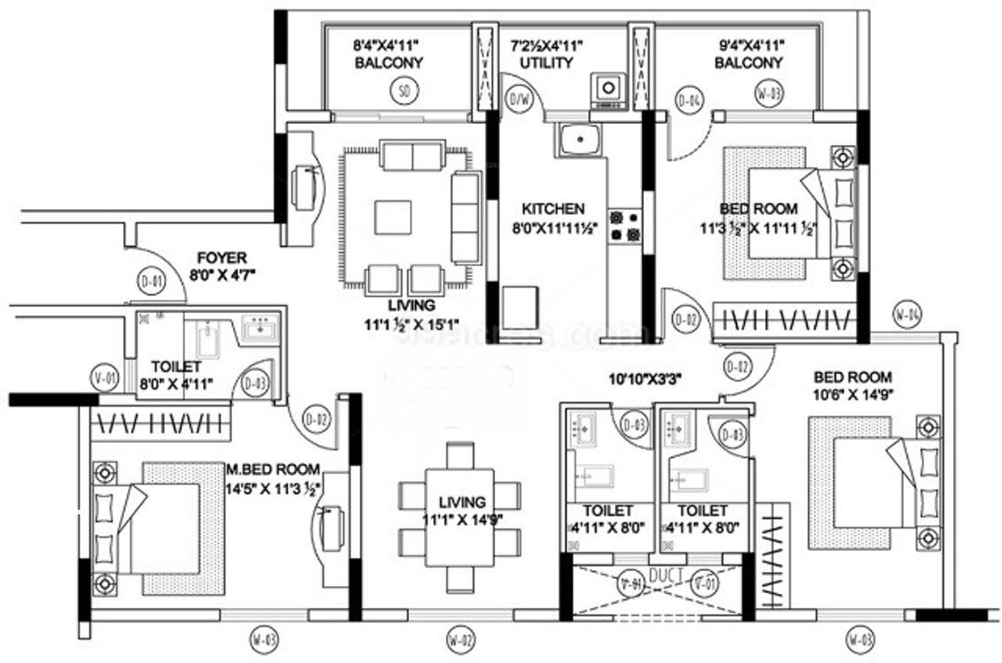 Floor Plan (3BHK+3T (1,810 sq ft) 1810 sq ft) Mantri Premero Floor Plan (3BHK+3T (1,810 sq ft) 1810 sq ft)