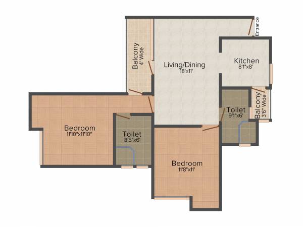 Eldeco Aamantran (2BHK+2T (1,111 sq ft) 1111 sq ft)