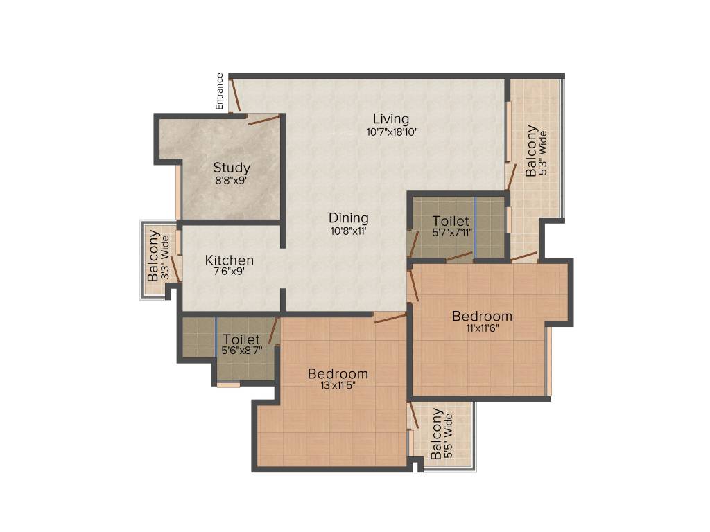 Eldeco Aamantran (2BHK+2T (1,420 sq ft) Study Room 1420 sq ft)