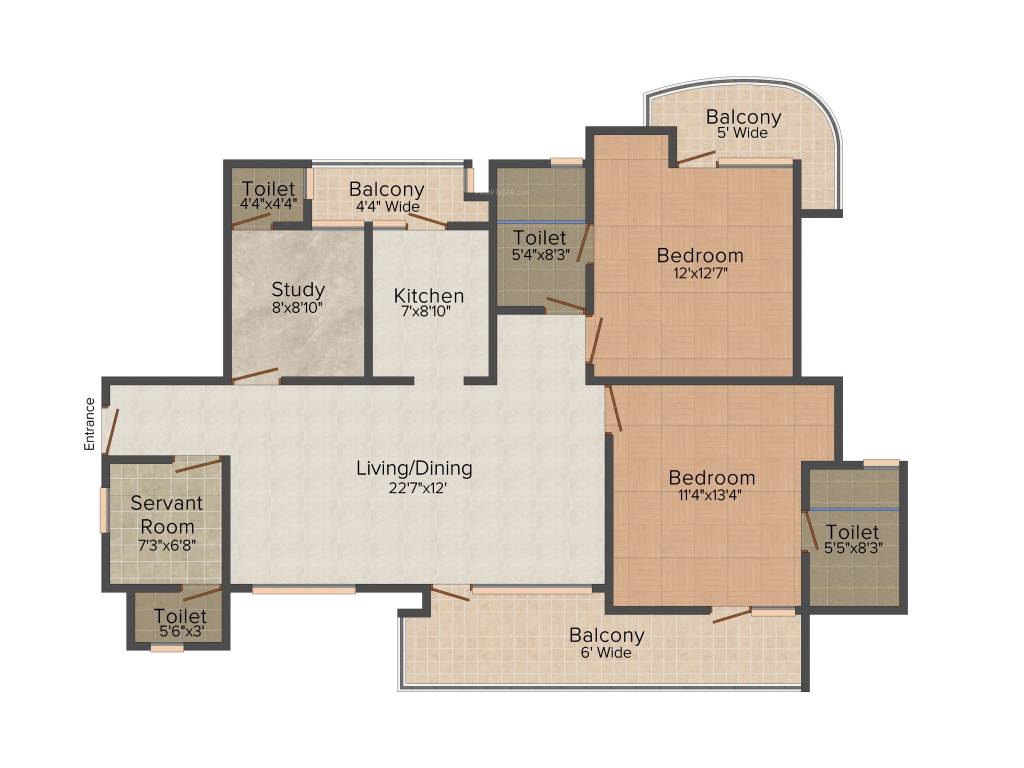 Eldeco Aamantran (2BHK+3T (1,692 sq ft) Study Room 1692 sq ft)