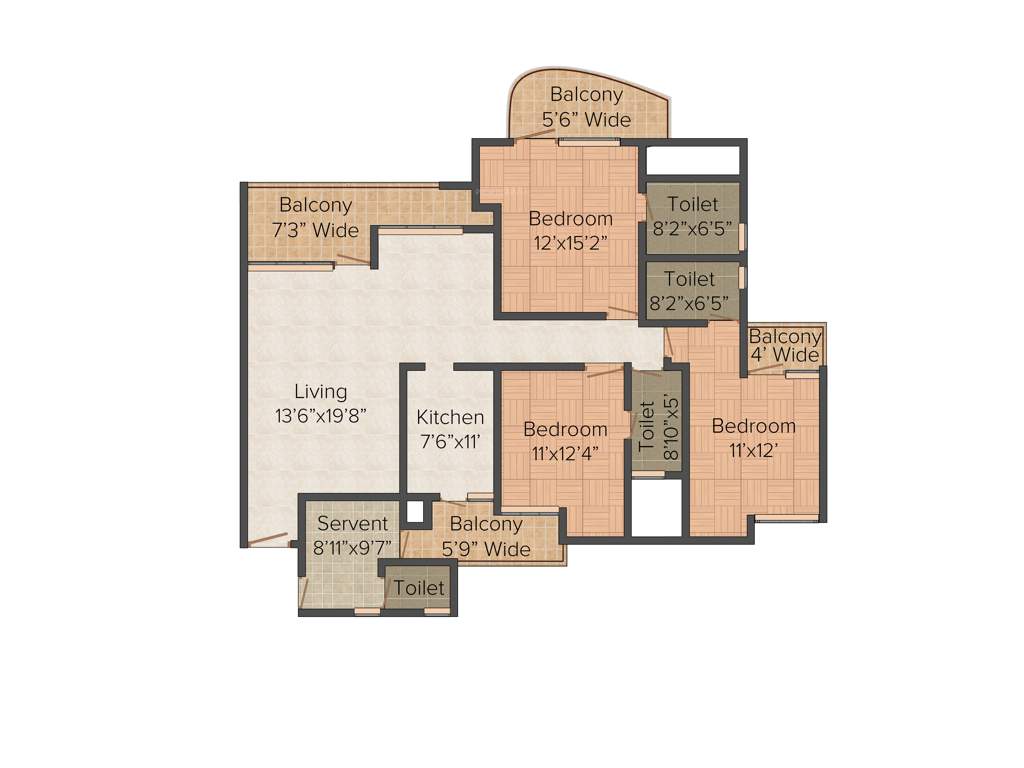 Eldeco Aamantran (3BHK+3T (2,141 sq ft) Servant Room 2141 sq ft)