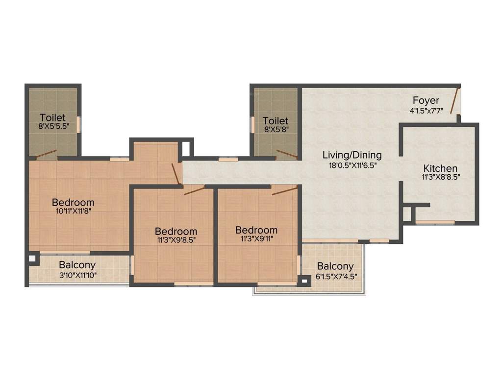 Akshaya Today (3BHK+3T (1,246 sq ft) 1246 sq ft)