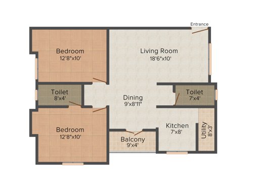 JD Blue Bell (2BHK+2T (1,038 sq ft) 1038 sq ft)