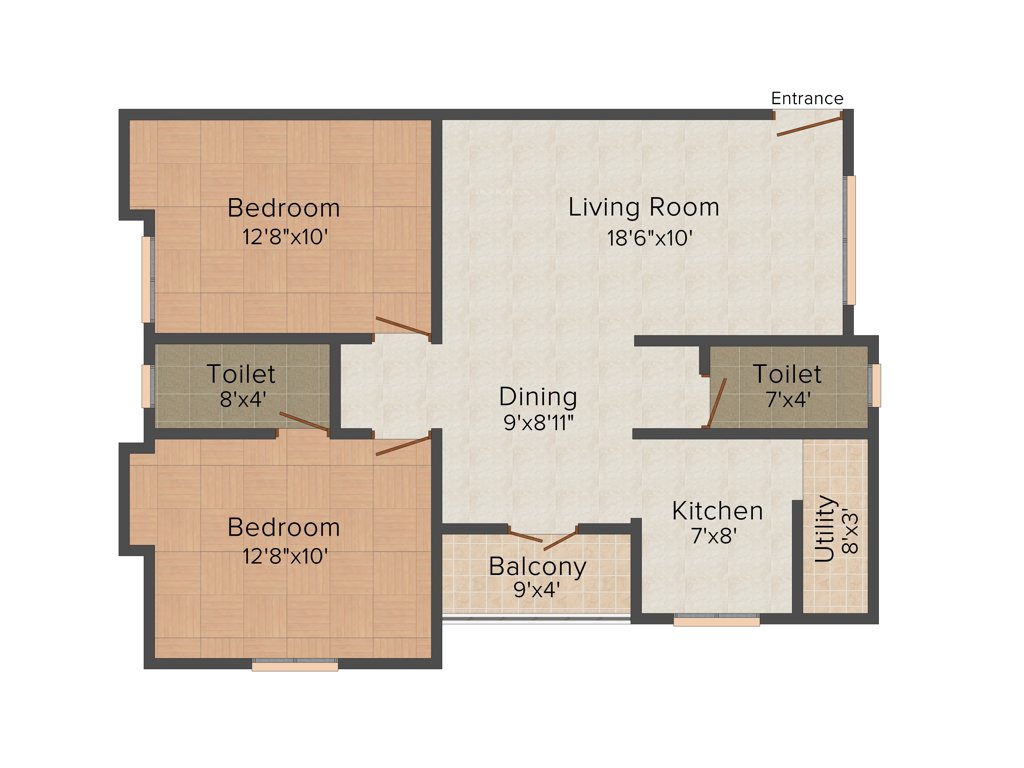 JD Blue Bell (2BHK+2T (1,038 sq ft) 1038 sq ft)