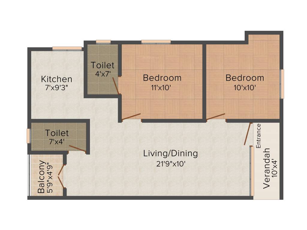 JD Blue Bell (2BHK+2T (910 sq ft) 910 sq ft)