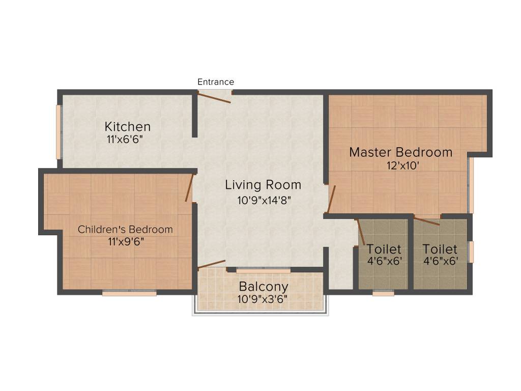 Minnath Amethyst (2BHK+2T (805 sq ft) 805 sq ft)