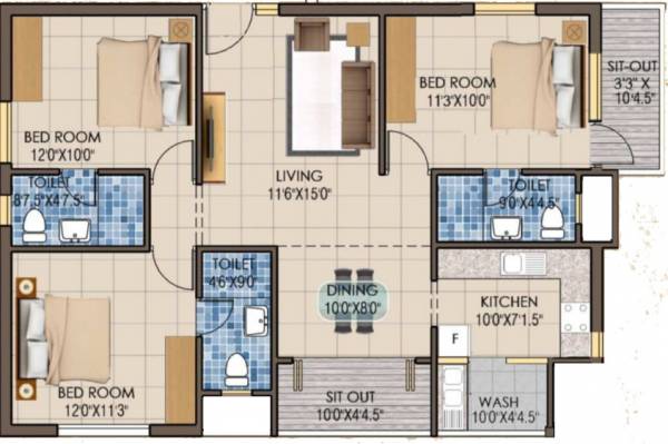 Kriticons Jirawala Paradise (3BHK+3T (1,450 sq ft) 1450 sq ft)