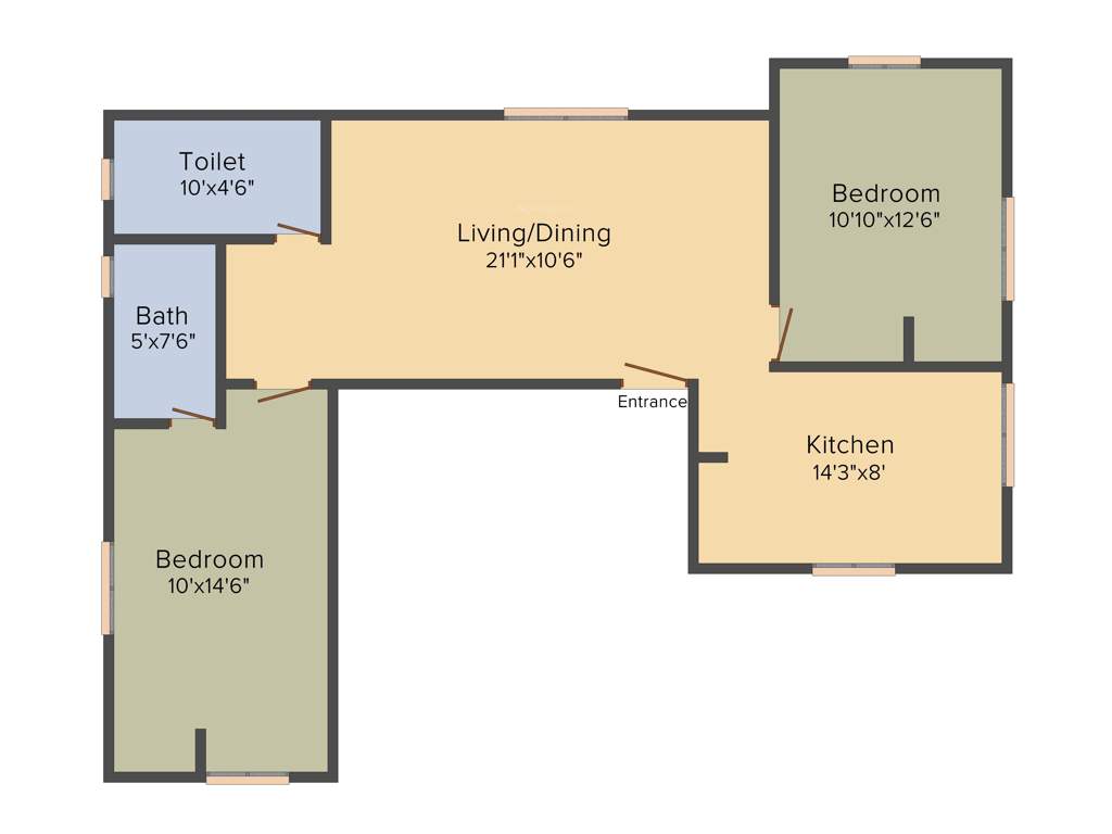 Vinisha Strawberry (2BHK+2T (1,050 sq ft) 1050 sq ft)