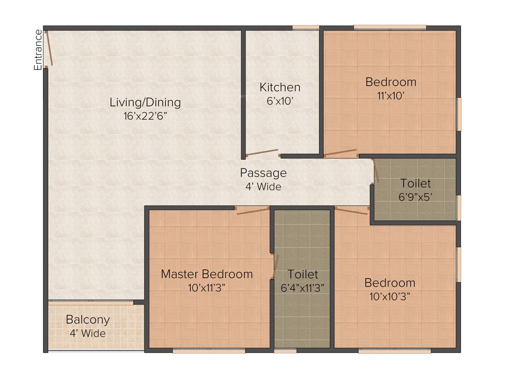 Master Orchard Estate (3BHK+2T (1,391 sq ft) 1391 sq ft)