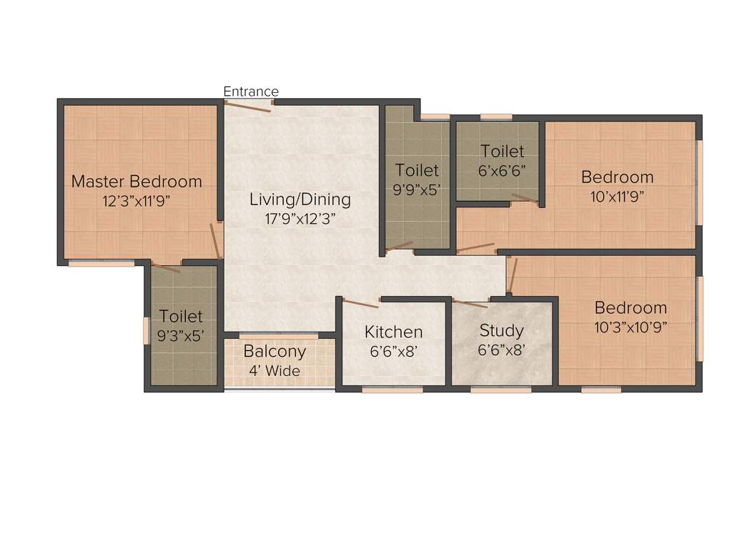 Master Orchard Estate (3BHK+3T (1,537 sq ft)   Study Room 1537 sq ft)