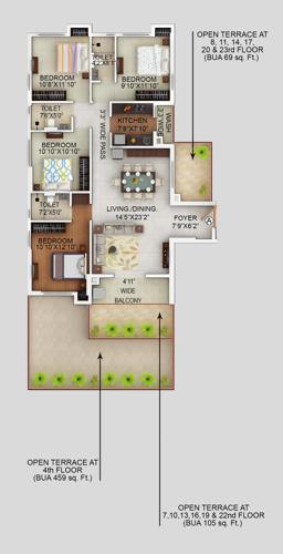 Alcove Flora Fountain (4BHK+3T (1,882 sq ft) 1882 sq ft)