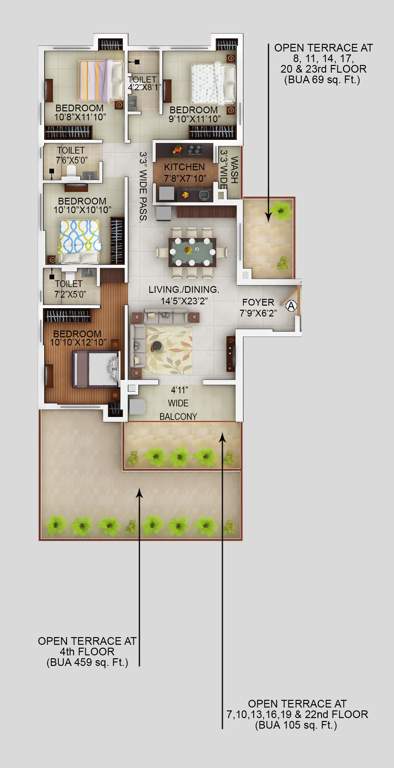 Alcove Flora Fountain (4BHK+3T (1,882 sq ft) 1882 sq ft)