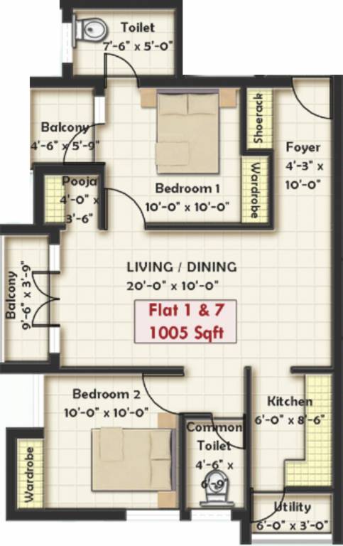 AHFL Imprressions (2BHK+2T (1,005 sq ft)   Pooja Room 1005 sq ft) AHFL Imprressions (2BHK+2T (1,005 sq ft)   Pooja Room 1005 sq ft)