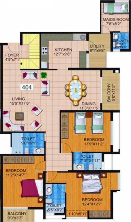 Umiya Willows (3BHK+4T (1,700 sq ft)   Servant Room 1700 sq ft)