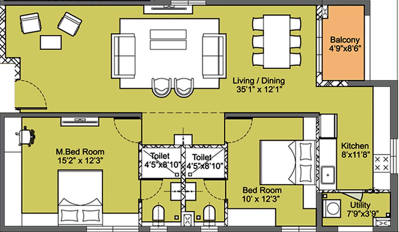 PBEL Jade At City (2BHK+2T (1,364 sq ft) 1364 sq ft)