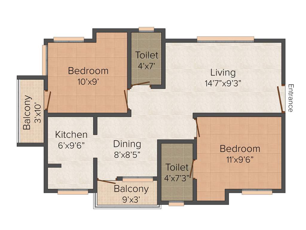 Sarvajith Mile Stone (2BHK+2T (834 sq ft) 834 sq ft)