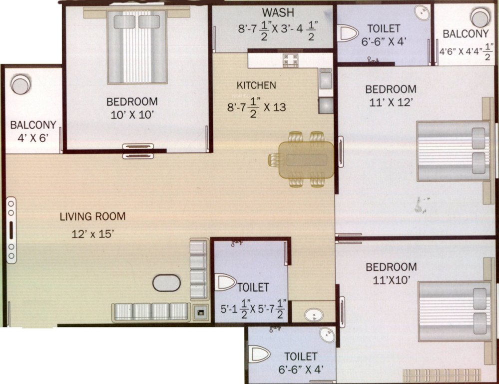 Sakar Krupa Residency (3BHK+3T (1,385 sq ft) 1385 sq ft)
