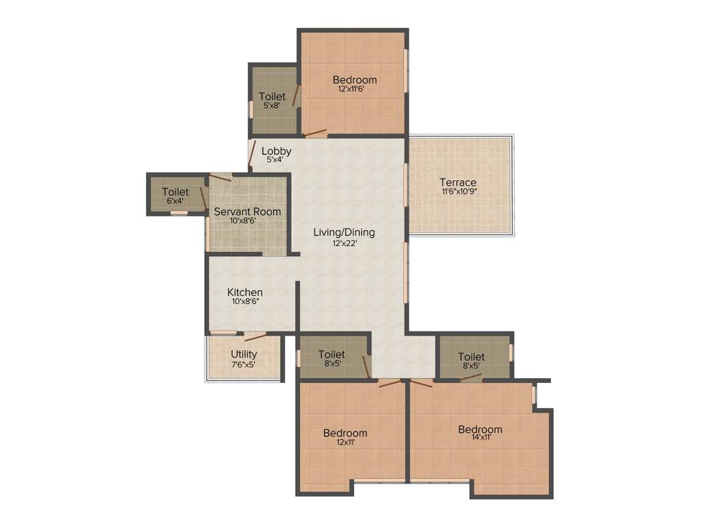 Gagan Arena (3BHK+3T (1,725 sq ft) + Study Room 1725 sq ft)