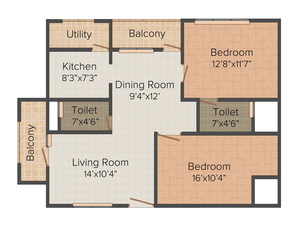 Mega Dream Home (2BHK+2T (1,150 sq ft) 1150 sq ft)
