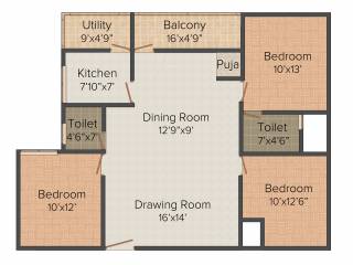 Mega Dream Home (3BHK+2T (1,350 sq ft) 1350 sq ft)