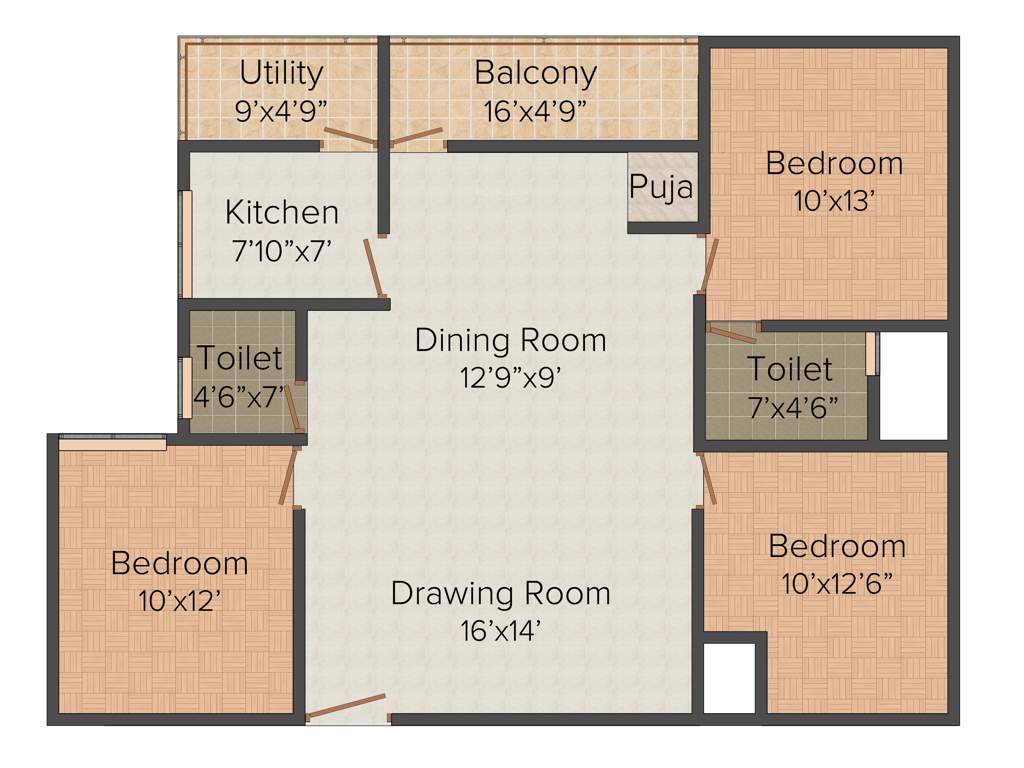 Mega Dream Home (3BHK+2T (1,350 sq ft) 1350 sq ft)