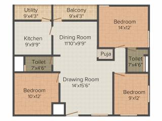 Mega Dream Home (3BHK+2T (1,500 sq ft)   Pooja Room 1500 sq ft)
