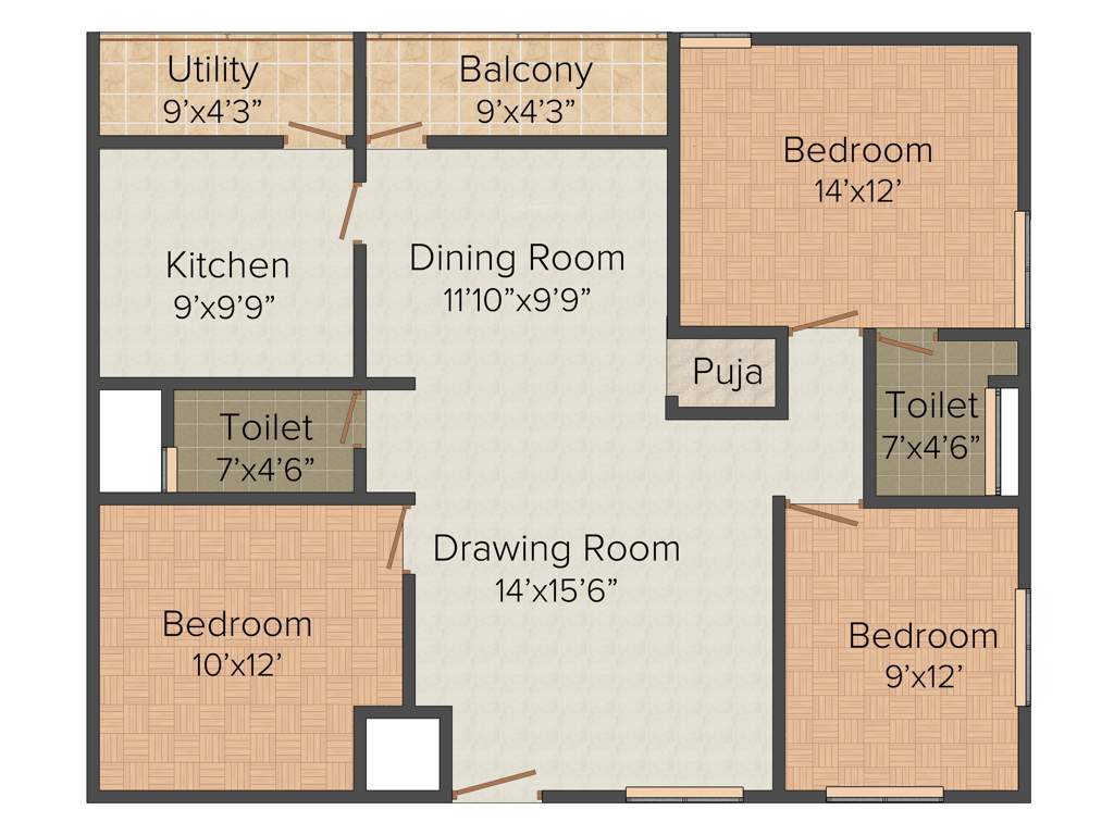Mega Dream Home (3BHK+2T (1,500 sq ft)   Pooja Room 1500 sq ft)