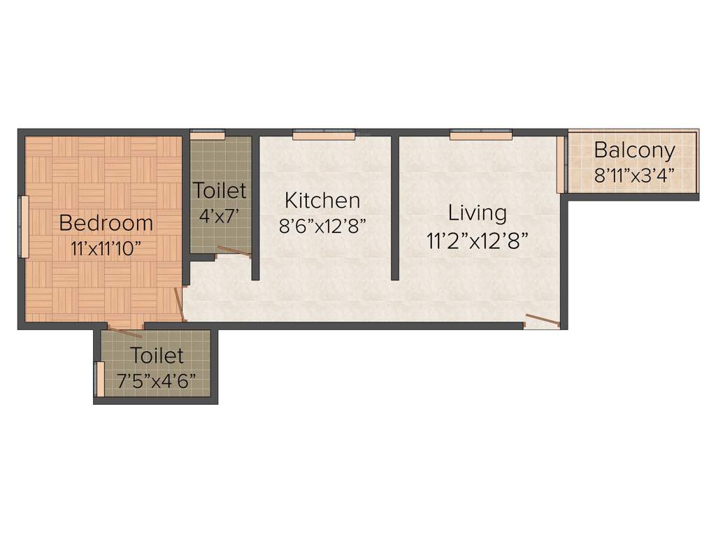 Vastukalp Utkarsh (1BHK+2T (628 sq ft) 628 sq ft)