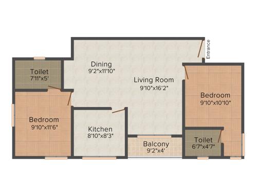 Jewel Radius (2BHK+2T (1,025 sq ft) 1025 sq ft) Jewel Radius (2BHK+2T (1,025 sq ft) 1025 sq ft)