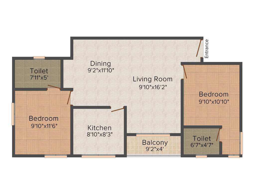 Jewel Radius (2BHK+2T (1,025 sq ft) 1025 sq ft)