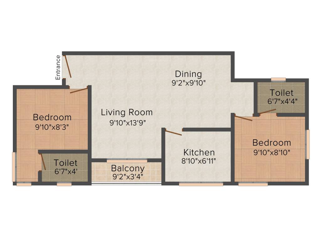 Jewel Radius (2BHK+2T (855 sq ft) 855 sq ft)