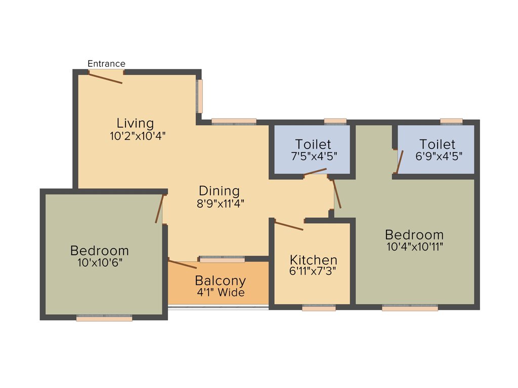 Starlite Sunny Crest (2BHK+2T (926 sq ft) 926 sq ft)