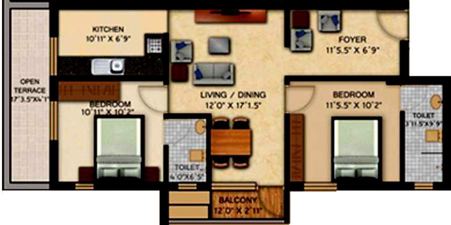 Pearl Symphony (2BHK+2T (944 sq ft) 944 sq ft)