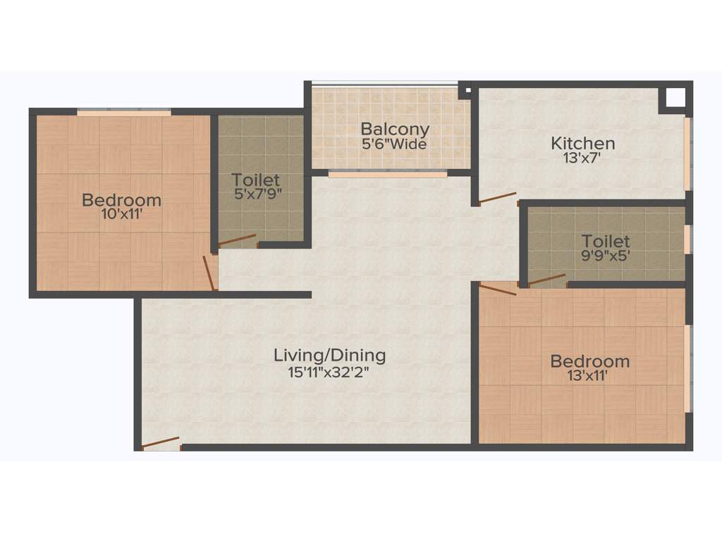 Sandhu Ekam Park View (2BHK+2T (1,305 sq ft) 1305 sq ft)