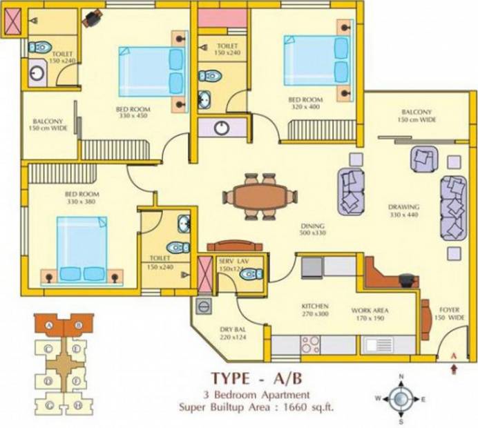 ABAD Sunshine Court (3BHK+3T (1,660 sq ft) 1660 sq ft)