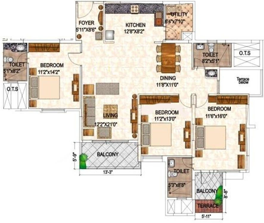 Ajmera Infinity (3BHK+3T (1,675 sq ft) 1675 sq ft)