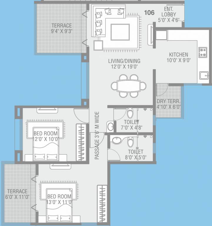 Vishal Skyscraper (2BHK+2T (1,227 sq ft) 1227 sq ft)