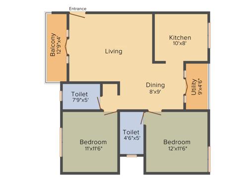 Neeladri Deo Bliss (2BHK+2T (1,090 sq ft) 1090 sq ft)