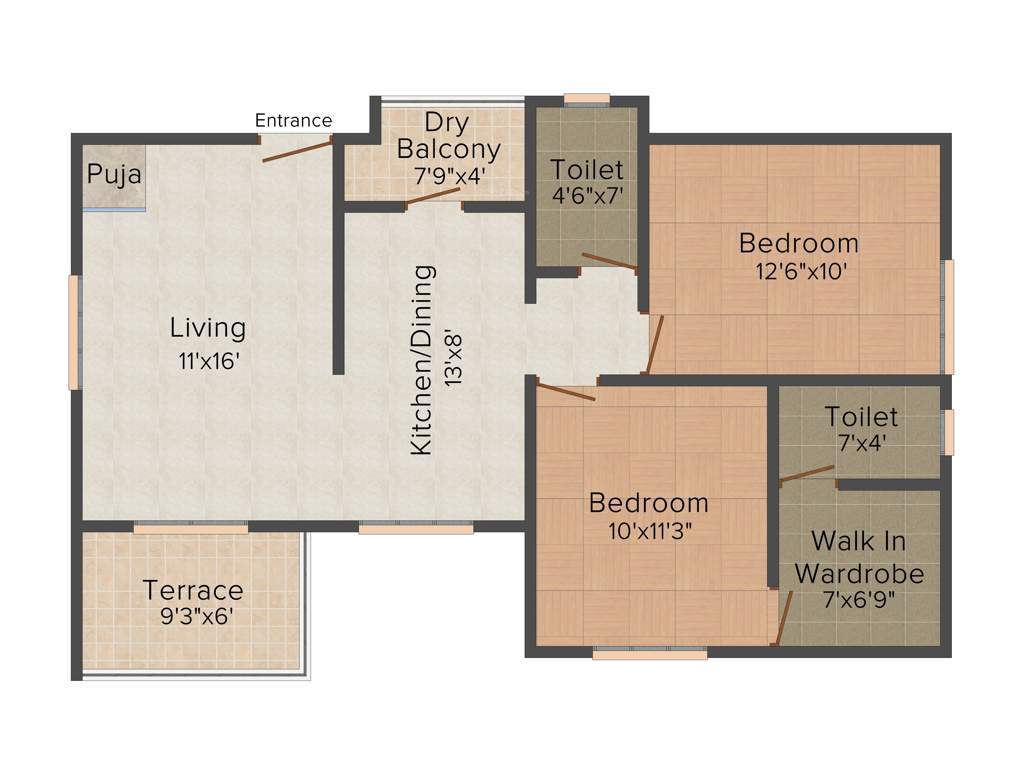 Golecha Ethos (2BHK+2T (973 sq ft) Pooja Room 973 sq ft)