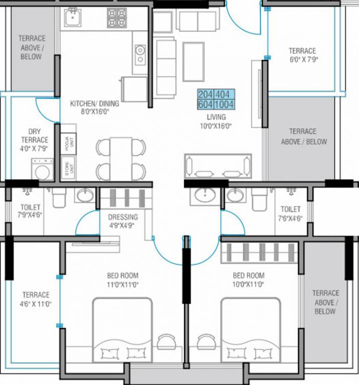 Golecha Ethos (2BHK+2T (1,080 sq ft) 1080 sq ft)