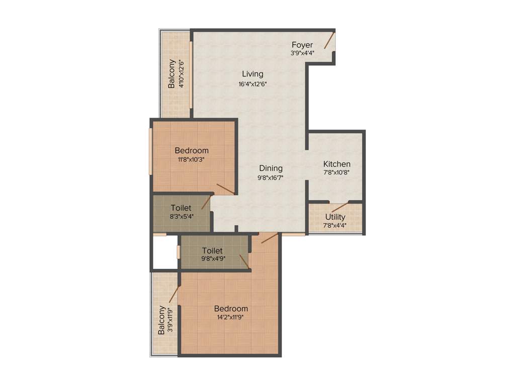 MJ Azaliya (2BHK+2T (1,260 sq ft) 1260 sq ft)