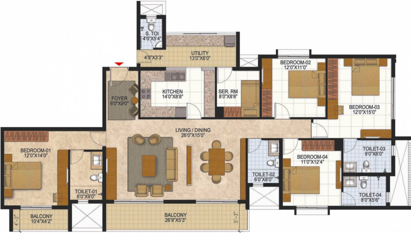 Prestige West Woods (4BHK+4T (2,563 sq ft) + Servant Room 2563 sq ft) Prestige West Woods (4BHK+4T (2,563 sq ft) + Servant Room 2563 sq ft)