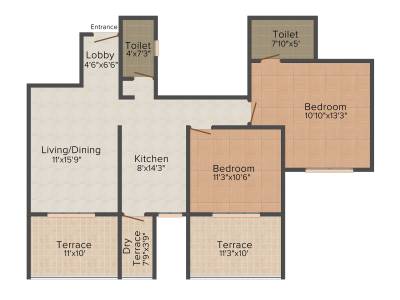 Nirman Akash Raj (2BHK+2T (1,042 sq ft) 1042 sq ft)