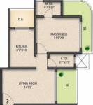 Jet Infraventure Sai Residency Floor Plan (1BHK+2T (760 sq ft) 760 sq ft)
