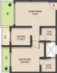 Jet Infraventure Sai Residency Floor Plan (1BHK+2T (780 sq ft) 780 sq ft)